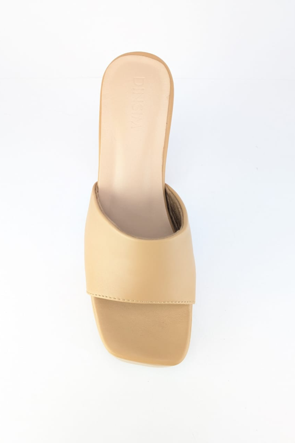 DINSIM Nude Beige Platform Block Heel Mule Sandal - Image 4
