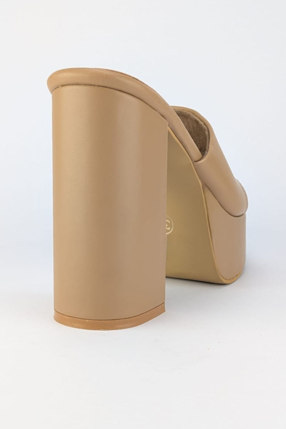 DINSIM Nude Beige Platform Block Heel Mule Sandal - Image 3