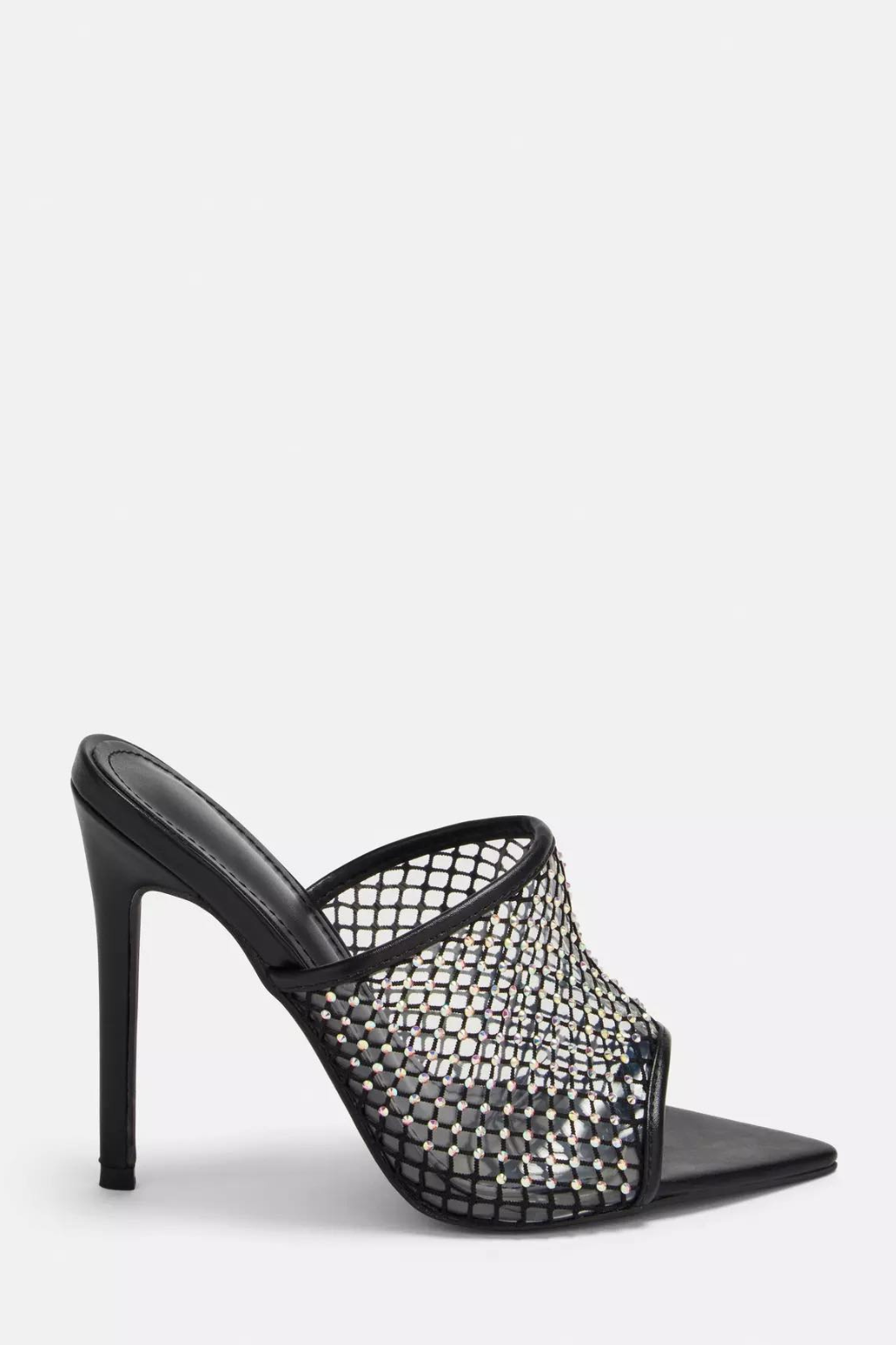 DINSIM Black Mesh Crystal Stiletto Mule - Image 3
