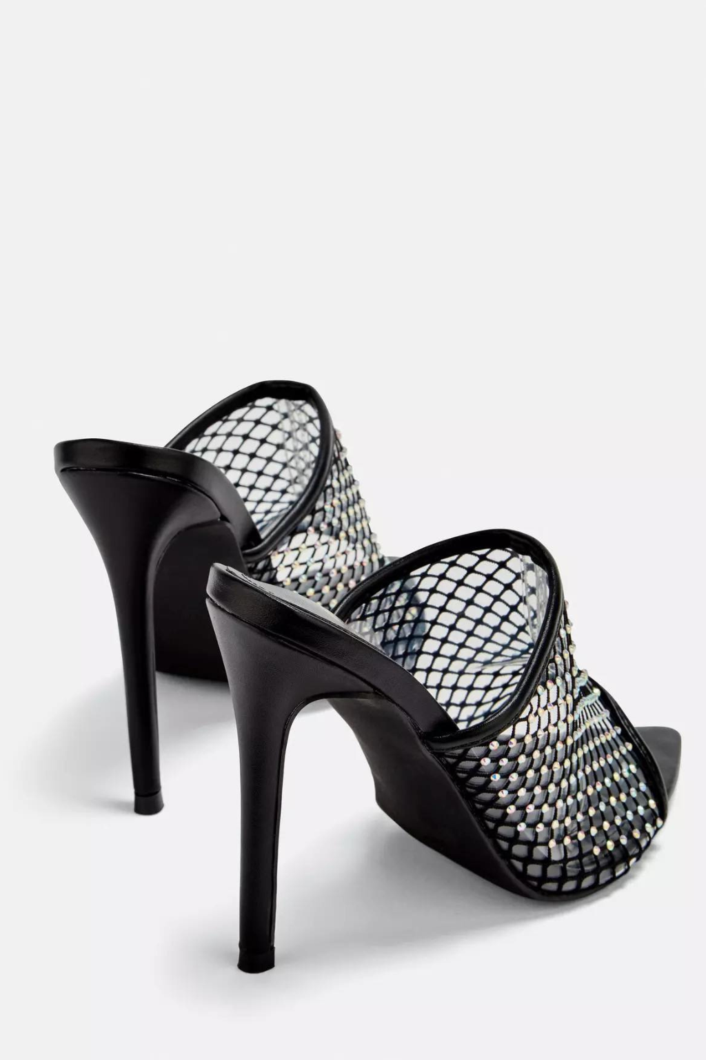 DINSIM Black Mesh Crystal Stiletto Mule - Image 2